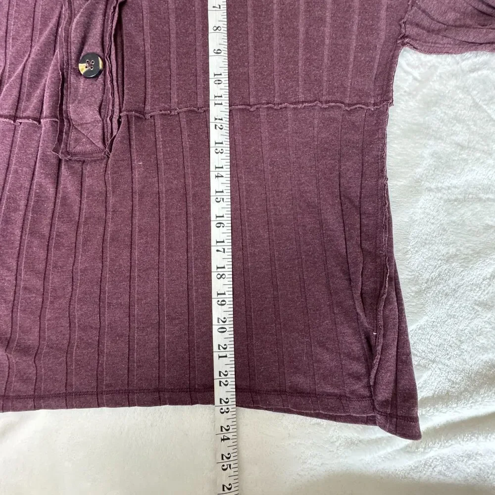 Free People In the Mix Henley Top Sz S Long Sleeve